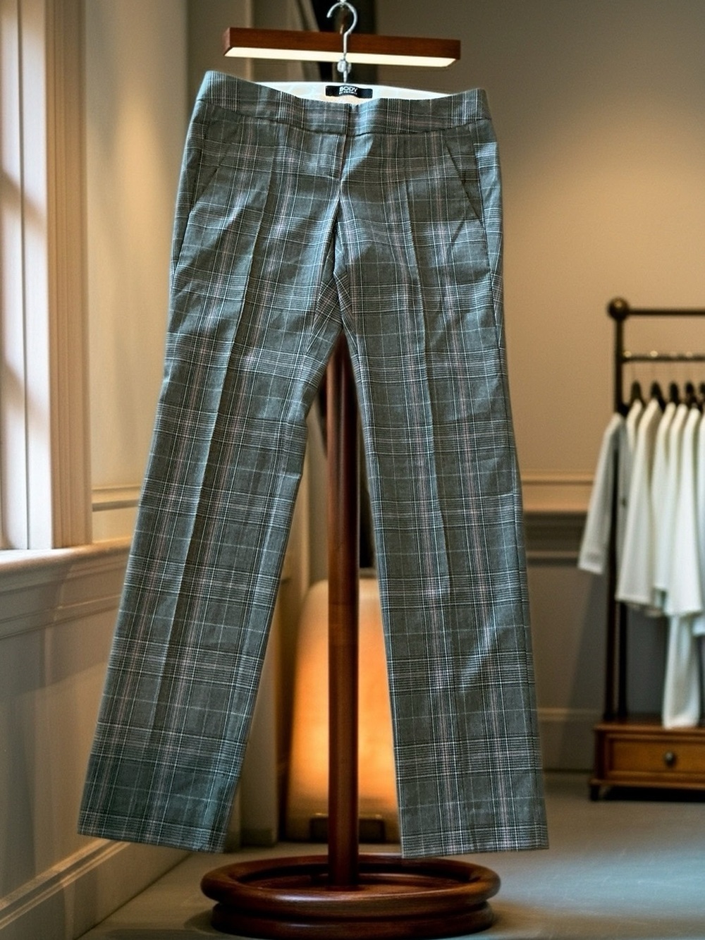 Body by Victoria Kate Fit Plaid Pants Size 0 Gray, Stretch, Ankle